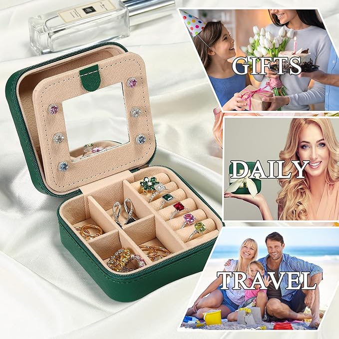 Parima Travel Jewelry Organizer for Women | Necklace, Earring, Ring Organizer | Women's Travel Gifts - Letter Q, Green