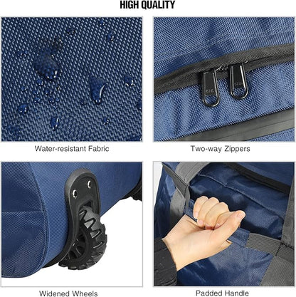 REDCAMP 85L/120L/140L Foldable Duffle Bag with Wheels, Large Travel Duffel Bag