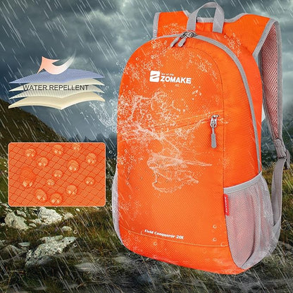 ZOMAKE Lightweight Packable Backpack 20L - Foldable Backpack Small Daypack Hiking Backpack Water-Resistant Day Bag for Travel(Orange)