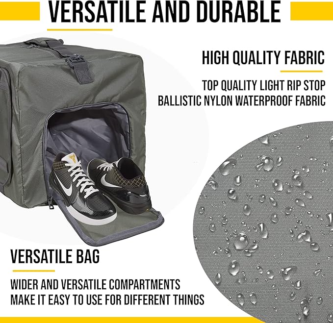 LEGEND 80L Foldable Duffle Bag for Travel - Packable Duffle Bags w/Shoe Compartment - Tear Resistant Collapsible Duffel Bags for Traveling - Lightweight Folding Duffel Bag for Men & Women -Army Green