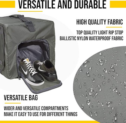 LEGEND 80L Foldable Duffle Bag for Travel - Packable Duffle Bags w/Shoe Compartment - Tear Resistant Collapsible Duffel Bags for Traveling - Lightweight Folding Duffel Bag for Men & Women -Army Green