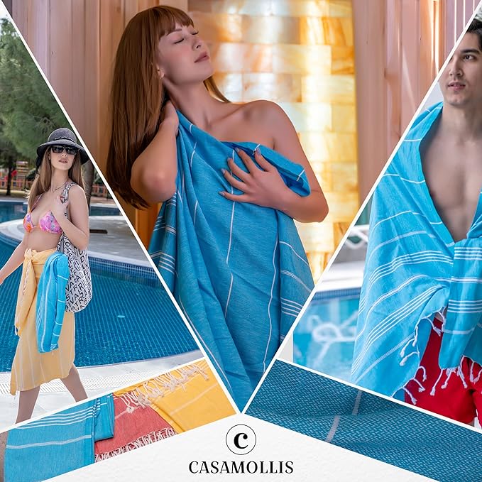 Turkish Beach Towel with Travel Bag 39 x 71 Quick Dry Sand Free Lightweight Large Oversized Beach Towel Turkish Towels Light Beach Towel Travel Towels (Turquoise)