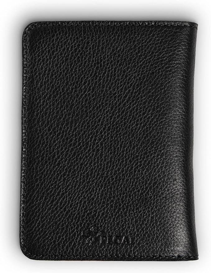 PEGAI Standard Full Grain Crazy Horse Leather Passport Holder | Custom Travel Passport Cover & Organizer | Handcrafted Leather Passport Wallet for Men and Women | Pike (Dymnos Black)