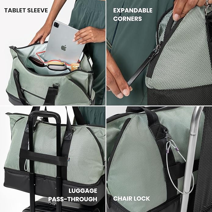 Sherpani Boston, Anti Theft Weekender Bags, Travel Duffel Bag, Carry On Tote Bag with Removable Shoe Bottom Compartment