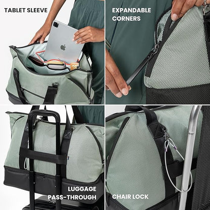 Sherpani Boston, Anti Theft Weekender Bags, Travel Duffel Bag, Carry On Tote Bag with Removable Shoe Bottom Compartment