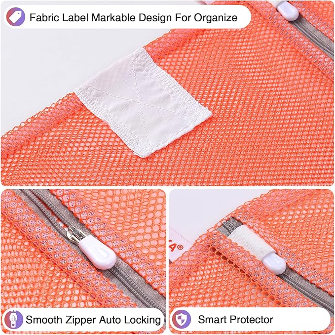 5-Pack Mesh Laundry Bags with ID Label, Sturdy Laundry Bags for Delicates, Hosiery, Underwear,Travel and Organize- 5 Color(14x20 Inch)