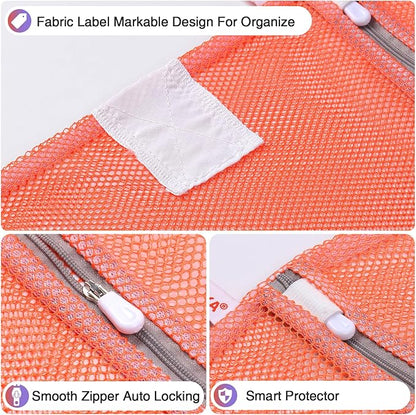 5-Pack Mesh Laundry Bags with ID Label, Sturdy Laundry Bags for Delicates, Hosiery, Underwear,Travel and Organize- 5 Color(14x20 Inch)