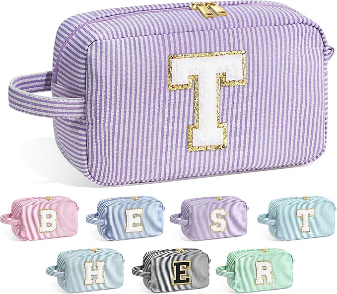 YOOLIFE Teacher Appreciation Gifts - Personalized Monogram Initial Makeup Bags for Women