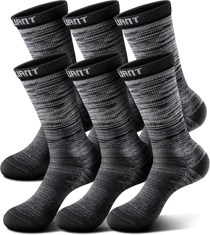 BULLIANT Compression Socks for Men 6Pairs, Athletic Crew Socks Cushioned For Men Sports Running-Arch Support