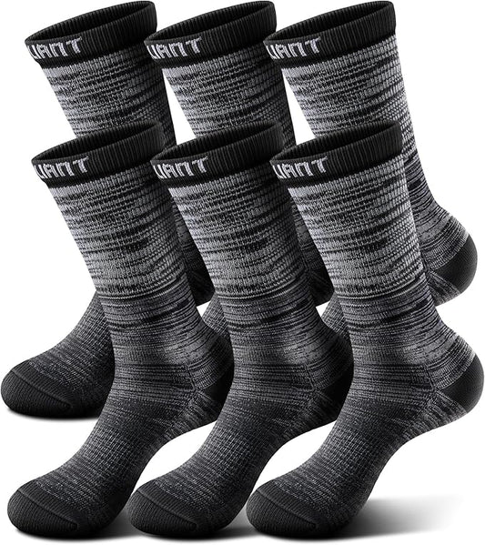 BULLIANT Compression Socks for Men 6Pairs, Athletic Crew Socks Cushioned For Men Sports Running-Arch Support
