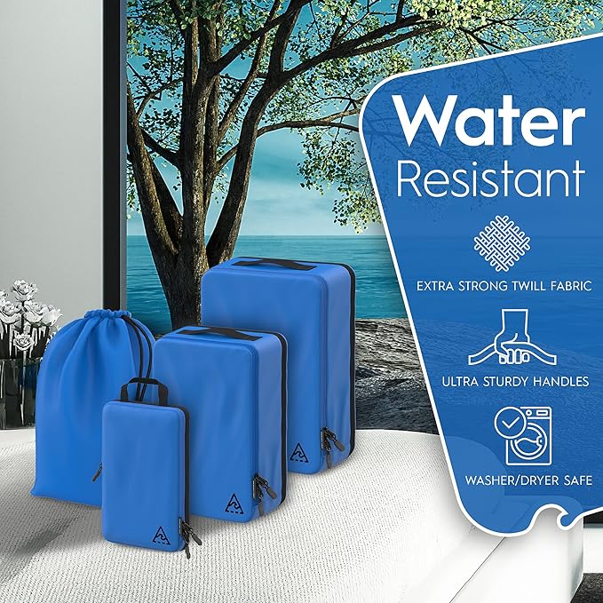 4-Piece Luxury Compression Packing Cubes & Bags for Travel – Maximize Space in Luggage with HybridMax Double-Capacity Design, 50 Luggage Tags, Patented Suitcase Organizer Bags, Lifetime Satisfaction