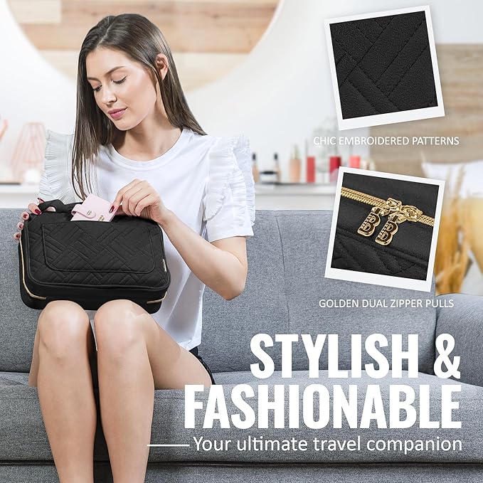 BOACAY Hanging Travel Toiletry Bag for Women, Makeup Bag, Bathroom & Shower Organizer Kit for Accessories, Cosmetics, Travel Essentials