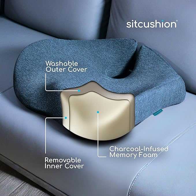 Extra Large Office Chair Cushion for Sciatica Pain Relief, Memory Foam Seat Cushion for Car Seat Pad, Orthopedic Pillow. Computer Chair Cushion for Tailbone Pain Relief All Day Comfort(Gray)