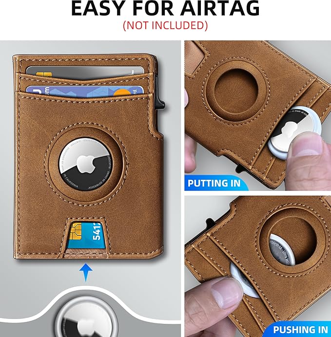 Airtag Wallet for Men,with Money Clip 10 Cards Metal Case Smart Slim Pop Up Credit Card Holder Flip with Magnetic Closure RFID Blocking wallet with Gift Box