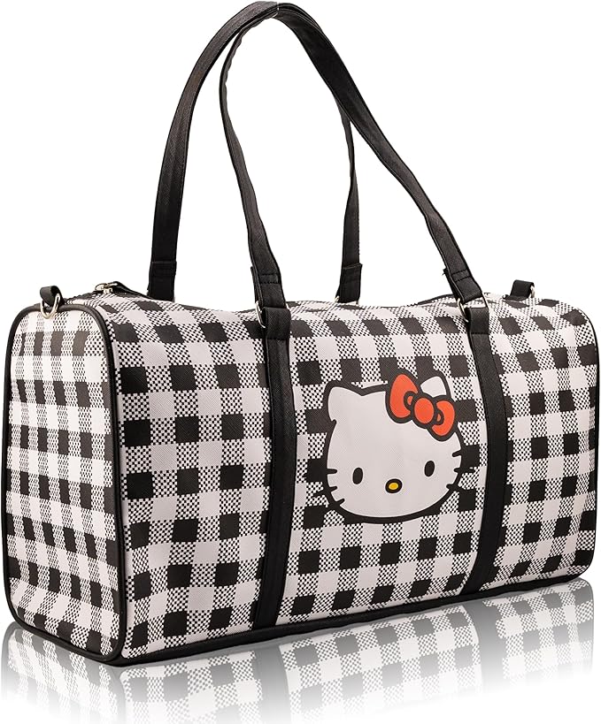 Hello Kitty Mini Duffle Bag for Girls | Cute Hello Kitty Travel Bag with Shoulder Strap | Small PU Overnight Bag for Kids and Women | Lightweight Weekend Tote | Ages 3+
