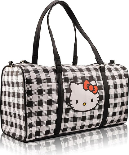 Hello Kitty Mini Duffle Bag for Girls | Cute Hello Kitty Travel Bag with Shoulder Strap | Small PU Overnight Bag for Kids and Women | Lightweight Weekend Tote | Ages 3+