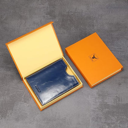 HISCOW Minimalist Passport Sleeve - Italian Calfskin (Antiqued Blue)