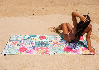 Quick Dry Towel Extra Large Waffle 78x35 Inch - Microfiber Beach Towel - Perfect for Beach, Travel, Swimming, Pool, Yoga, Hiking, Camping - Lightweight, Fast Drying, Compact for Adults (Blossom)