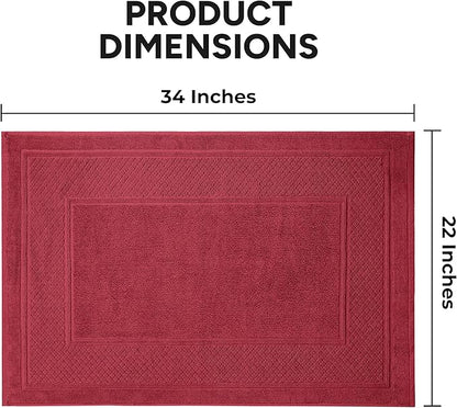 Avalon Towels Red Bath Mat - 100% Cotton Set of 2 Absorbent Bathmat - Bathroom Mats Quick Dry Bath Mats for Bathrooms (22x34 Inches)