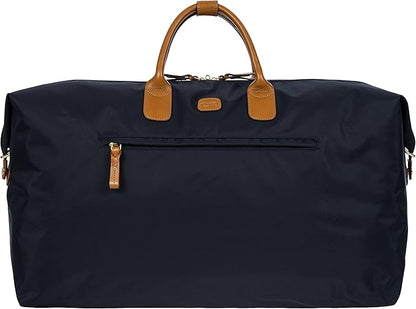 Bric's X-Travel Deluxe Duffle for Men and Women - Lightweight Overnight Carry On Travel Luggage with Tuscan Leather Trim and Sleeve Attachment - Water-Resistant Weekender or Gym-Ready Duffel