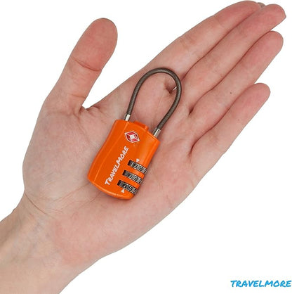TravelMore 10 Pack TSA Approved Travel Combination Cable Luggage Locks for Suitcases - Orange