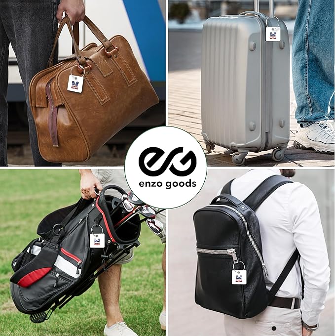 USA Initial Luggage Tag | 4 Pack | Personalized Luggage Tags for Suitcases | Choose Monogram Letter | Custom Fonts & Colors | Choose Tag Color