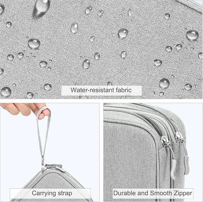 FYY Electronic Organizer, Large Travel Cable Organizer Bag Pouch Electronic Accessories Carry Case Portable Waterproof Double Layers All-in-One Storage Bag for Cable, Cord, Charger, Phone, Grey