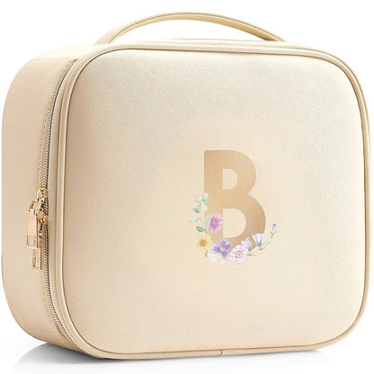 Vladno Graduation Gifts for Women,Personalized Makeup Bag,Makeup Orgainzer Bag with Dividers,Gift Ideas for Wedding Bride Bridemaids Friend(Letter B)