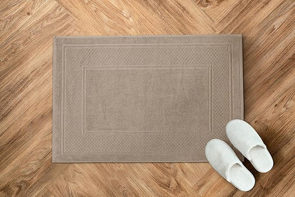 Avalon Towels Beige Bath Mat - 100% Cotton Set of 2 Absorbent Bathmat - Bathroom Mats Quick Dry Bath Mats for Bathrooms (22x34 Inches)