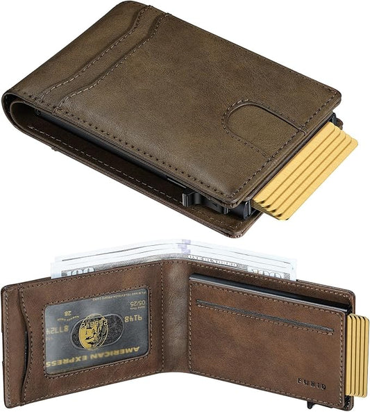 furid Card Wallet For Men Slim: Smart Rfid Minimalist Front Pocket Pop Up Wallet with ID Window - Stocking Stuffers Gifts Boxed for Husband Father at Birthday Anniversary