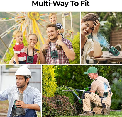 AMACOOL Portable Waist Fan Clip On, MAX 40H Work Time, 10000mAh Rechargeable Wearable Shirt Fan with Light, 16000RPM Powerful 5 Speeds Belt Fans Personal Cooling Fans for Outdoor Jobsite Travel