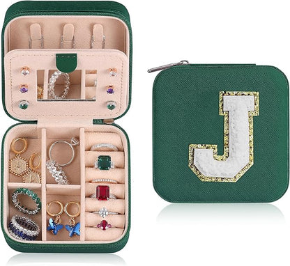 Parima Christmas Stocking Stuffers Gifts for Grandkids Women Friendship - Personalized Initial Jewelry Box, Friends | Travel Essentials Small Box| Box Girls, Green
