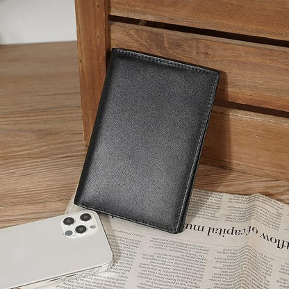 Polare Functional RFID Blocking Leather Passport Holder Travel Bifold Wallet For Men