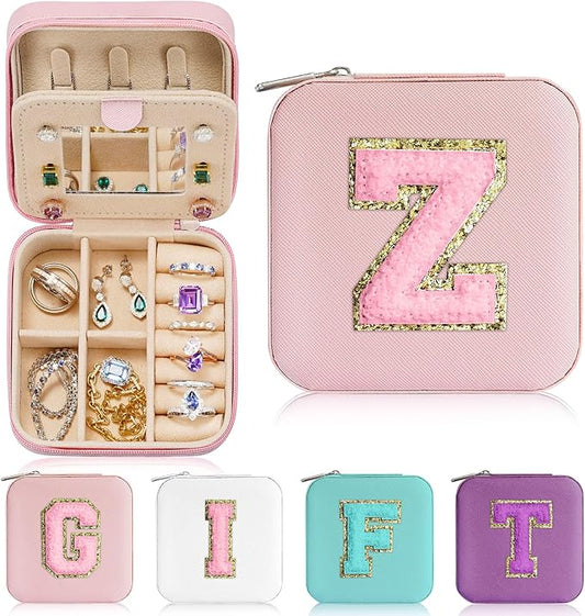 Parima Teacher Appreciation Gifts for Women, Travel Jewelry Case Women | Essentials Small Box Organizer-Initial Z Pink