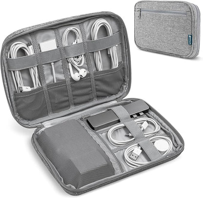 Pavilia Tech Organizer Case - Cable & Charger Storage, Travel Accessories for Men, Gray
