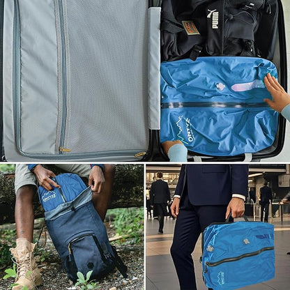 ONTYZZ Travel Vacuum Compression Bags Space Saver Vacuum Bags Reusable Compression Bag with IP67 Waterproof Zipper for Travel Suitcases and Backpack,One Pack Blue（NO PUMP!）