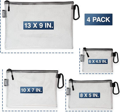 GOBAGS Air Production Multi‑Size Clear Zipper Pouch (4‑Pack) – Cable Organizer & Travel Gear Bag for Electronics, Camera Accessories, Tool Pouch & Small Tech Storage