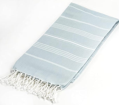 Beach Towel 100% Cotton Turkish Beach Towel Adult 38x70 Inch Pre-washed Absorbent Extra Large|Sand Free Quick Dry BathTowels|Lightweight Blanket|Travel Cruise Camping Spa Gym Yoga Towel|Baby blue