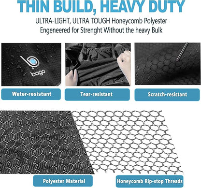 Bago Foldable Duffel Bags for Traveling Women & Men - 40L Sports Packable Duffle Bag for Travel with Shoe Compartment - Water Repellant, Heavy Duty, Lightweight Folding & Collapsible (Black)