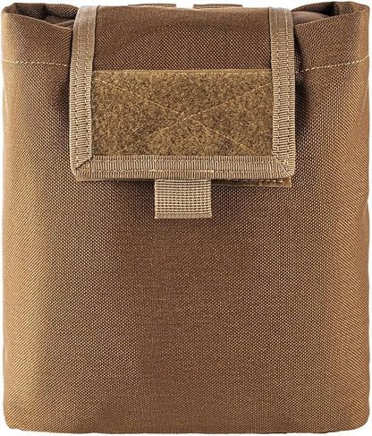 MOLLE Dump Pouch Roll Up Magazines Recovery Utility Admin Bag Drawstring Foldable Tool Mag Drop Waist Pack for Tactical/Range/Battle/Duty Belt Hunting Shooting Competition