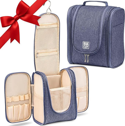 BOACAY Hanging Travel Toiletry Bag for Women and Men, Makeup Bag, Bathroom & Shower Organizer Kit for Accessories, Cosmetics, Travel Essentials