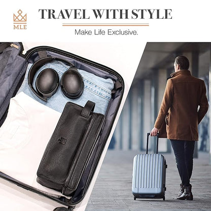 Mens Leather Toiletry Bag – Travel Dopp Kit, Shaving Bag, Grooming & Hygiene Organizer, Leather Toiletry Bag for Men, Gift for Him