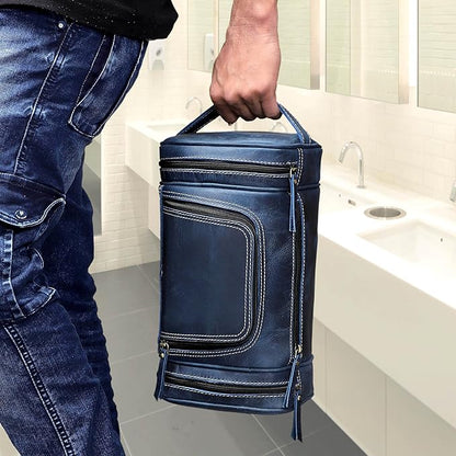 VC VINTAGE COUTURE Leather Toiletry Bag for Men Extra Large Leather Men's Toiletry Bag for Traveling Real Leather Dopp Kit for Men Leather Shaving Bag for Travel
