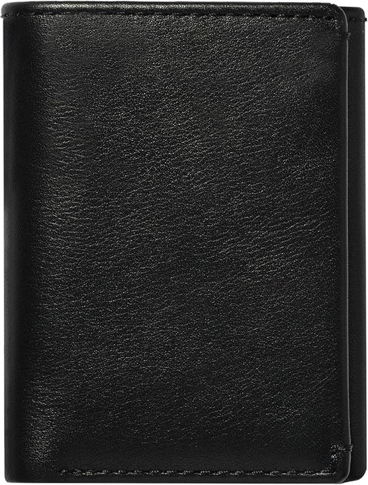 House of Jack Co. Eastwood RFID Trifold Wallet for Men, Double Bill Compartment, Full Grain Cowhide Leather Wallet, Black