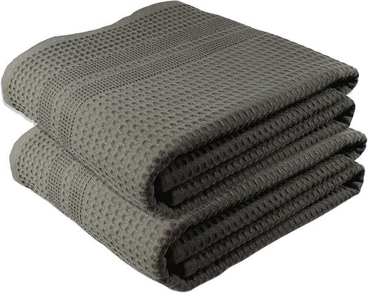 GILDEN TREE Waffle Bath Sheet Large Bath Towels Quick Dry Thin Body Towels, 40x80 Oversized Bath Towels for Adults, 2 Pack Bath Sheet Set, Classic Style (Stone)
