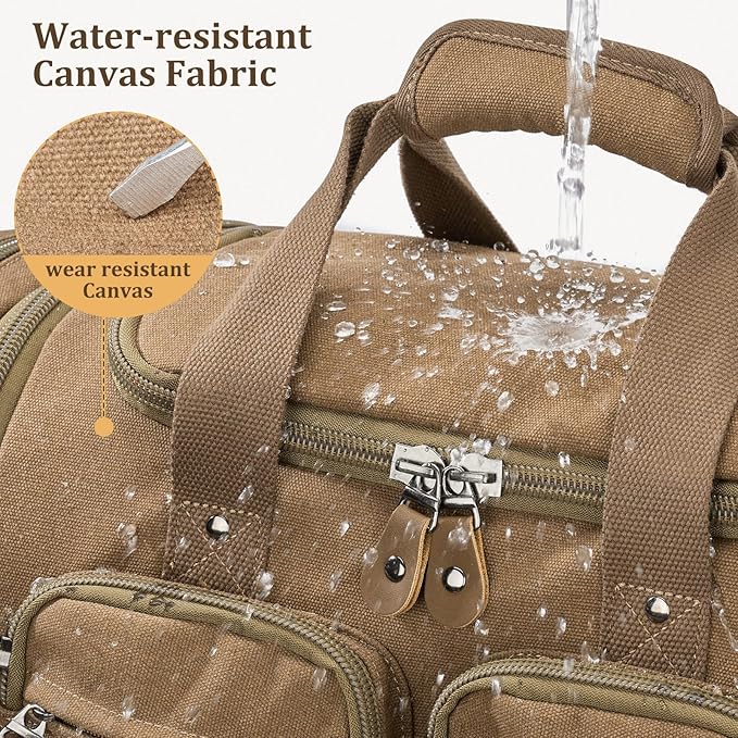 Gonex Canvas Duffle Bag for Travel, Expandable Water Resistant 50L Carry on Duffel Overnight Weekender Gym Bag with Wet Dry Separation Pocket & Suitcase Handle Sleeve,Coffee
