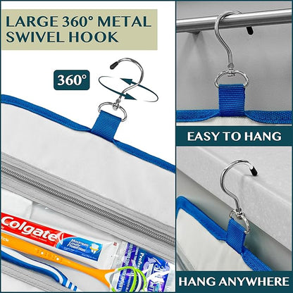 PAVILIA Travel Hanging Toiletry Bag for Women Men, Large Capacity Makeup Bag Kit, Waterproof Cosmetic Storage Organizer Case for Bathroom Shower