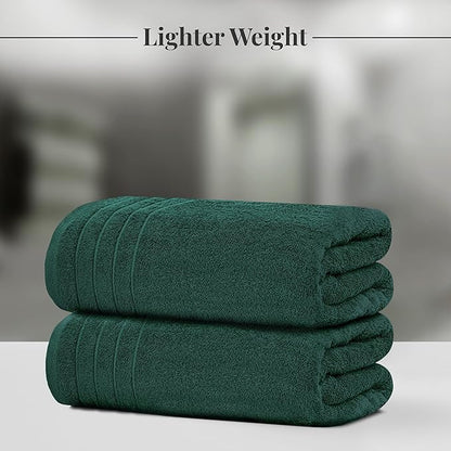 Tens Towels Pack of 8 Towels Set, 2 Extra Large Bath, 2 Hand, 4 Washcloths, 100% Cotton, Lighter Weight, Quicker to Dry, Super Absorbent, Perfect for Bathroom, Hunter Green