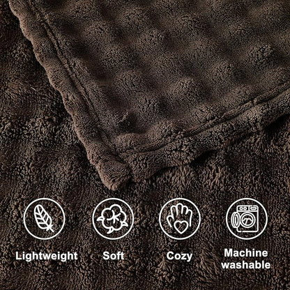 SOCHOW Travel Blanket for Airplane Train and Car, Soft Travel Blanket or Pillow 2 in 1 Compact with Portable Bag Pillowcase, Flight Blanket with Luggage Sleeve and Backpack Clip, Brown