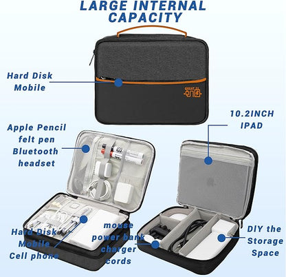 Electronics Organizer,Travel Cord Organizer Pouch, Portable Cable Organizer Bags, Waterproof Electronic Accessories Storage Case for Cables, Cords, Charger, Phone (Three Layer-Black)